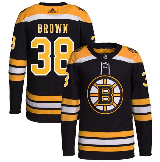 Mens Boston Bruins #38 Patrick Brown Black Stitched Jersey